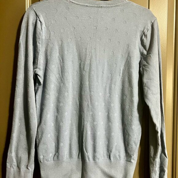 Karl Lagerfeld Paris Light Blue Polka Dot Knit Sweater - Size L - Picture 4 of 6